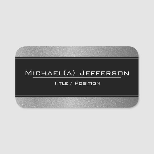 Elegant Modern Black på Chicen Glitter i Luxury Si Namnbricka (Framsida)