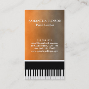Elegant Modern Black Rand Piano Teacher Visitkort