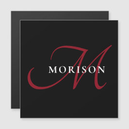 Elegant Modern Black Red Script Monogram
