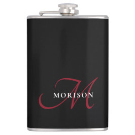 Elegant Modern Black Red Script Monogram Fickplunta