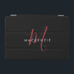 Elegant Modern Black Red Script Monogram iPad Mini Skydd<br><div class="desc">Elegant Modern Black Red Script Monogram iPad Mini Cover. Ett monogram för röda skript i eleganten kombinerat med ett rent,  vitt smekif-teckensnitt gör att contemporaryn ser ut.</div>