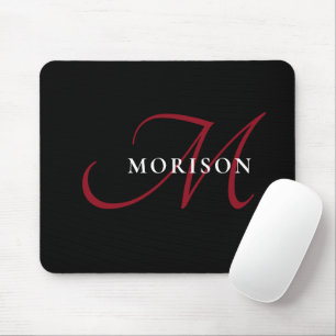 Elegant Modern Black Red Script Monogram Musmatta