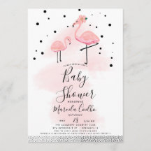 Elegant Modern Black & Rosa Flamingo Baby Shower