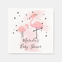 Elegant Modern Black & Rosa Flamingo Baby Shower Pappersservett
