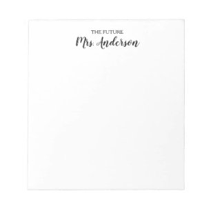 Elegant Modern Black Script Future Mrs Ditt namn Anteckningsblock