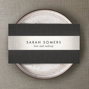 Elegant Modern Black Silver Stripe-Professionell Visitkort
