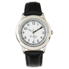 Elegant Modern Black Snyggt Anpassningsbar Kids Wa Armbandsur