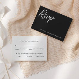 Elegant Modern Black Tie Wedding RSVP Card Anteckningskort