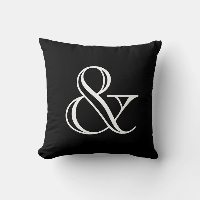 Elegant Modern Black White Ampersand Symbol Kudde (Framsida)