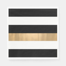 Elegant Modern Black, White and Guld Stripe