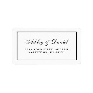 Elegant Modern Black & White Bröllop Adressetikett