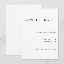 Elegant Modern Black & White Bröllop Spara Datumet