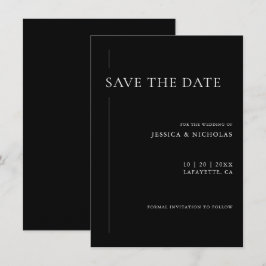 Elegant Modern Black & White Bröllop Spara Datumet