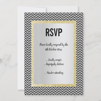 ELEGANT MODERN BLACK WHITE CHEVRON OSA Response Inbjudningar