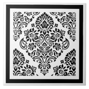 Elegant Modern Black White Damask Pattern Trend Kakelplatta