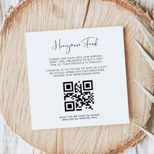 Elegant Modern Black White Honeymoon-fond QR-kod Tilläggskort