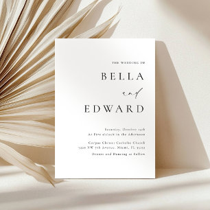 Elegant Modern Black White Minimalist Bröllop Inbjudningar