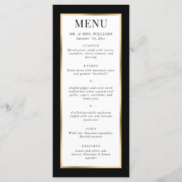 Elegant Modern Black White och Guld Bröllop Meny