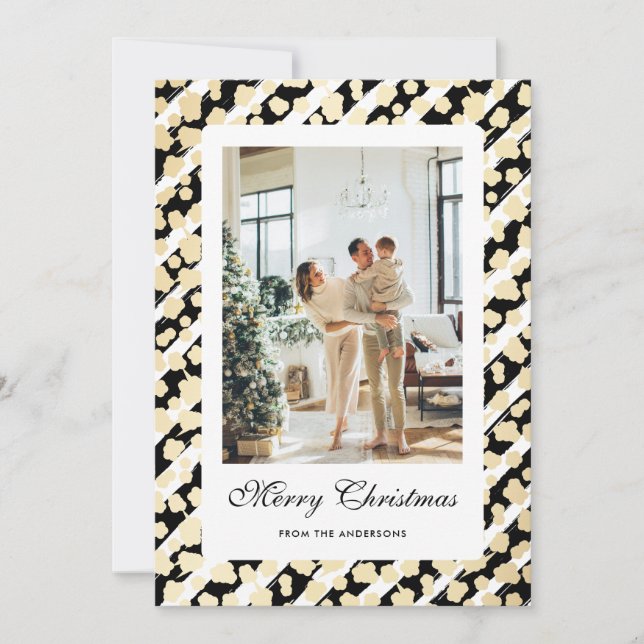 Elegant Modern Black White Photo God jul Julkort (Framsida)