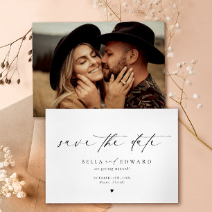 Elegant Modern Black White Photo Save Date Spara Datumet