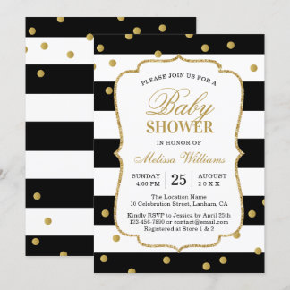 Elegant Modern Black White Rand Baby Shower Inbjudningar