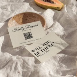 Elegant Modern Black & White Retro QR-kod Bröllop OSA Kort