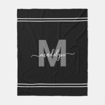 Elegant Modern Black White Script Namn Monogram