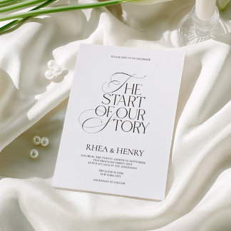 Elegant Modern Black & White Wedding Inbjudningar