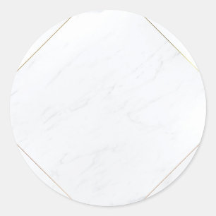 Elegant Modern Blank Mall Ritning Marmor Guld Ram Runt Klistermärke