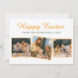 elegant Modern Blating Påsk-familj trefoto Julkort