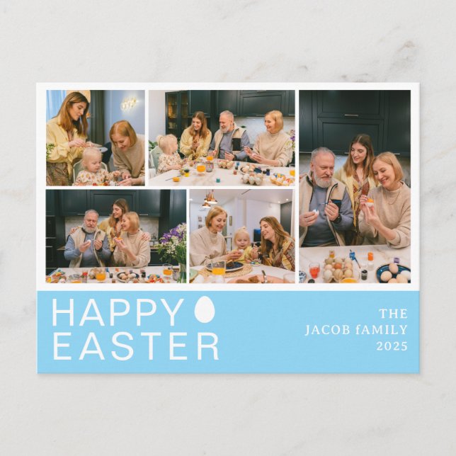 Elegant Modern Blating Påsk-familjens fem foto Helg Vykort (Framsida)