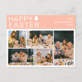Elegant Modern Blating Påsk-familjens fem foto Helg Vykort