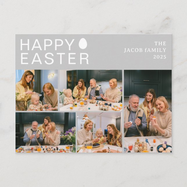 Elegant Modern Blating Påsk-familjens fem foto Helg Vykort (Framsida)