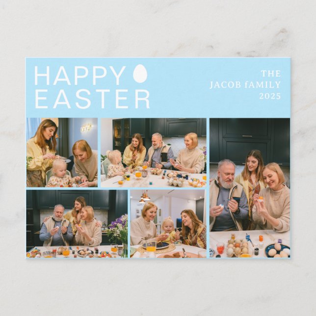 Elegant Modern Blating Påsk-familjens fem foto Helg Vykort (Framsida)