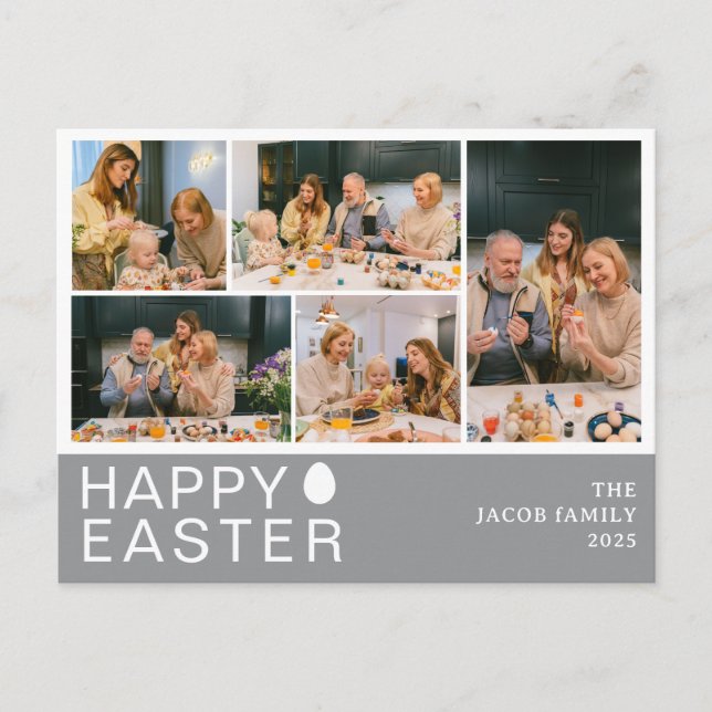 Elegant Modern Blating Påsk-familjens fem foto Helg Vykort (Framsida)