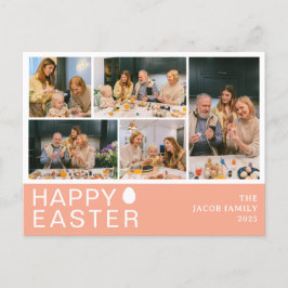 Elegant Modern Blating Påsk-familjens fem foto Helg Vykort