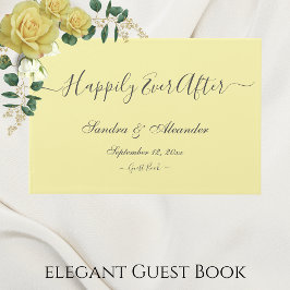 Elegant Modern Blek med minimalt knapp, Gult Bröll Gästböcker