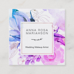 Elegant modern blom- vibrerande vattenfärg för *~* fyrkantigt visitkort
