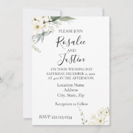 Elegant Modern Blommig Bröllopsinbjudan Inbjudningar