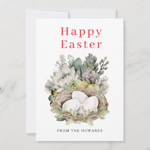 Elegant Modern Blommig Påsk   Glad Påsk Foto Julkort