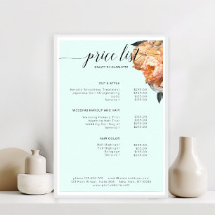 Elegant, Modern, Blommig Peony Prislista Poster