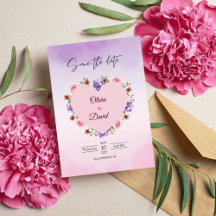 Elegant Modern Blommigt Bröllop spara datum