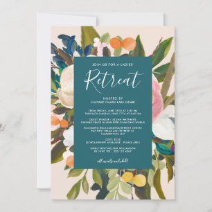 Elegant Modern Blommigt Dam Retreat Teal Inbjudningar