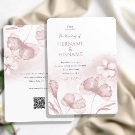 Elegant Modern Blommigt för  Rosa QR OSA Bröllop Inbjudningar