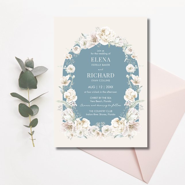 Elegant Modern Blommigt Garden bröllopsinbjudan Inbjudningar (Elegant Modern Floral Garden Wedding Invitation)