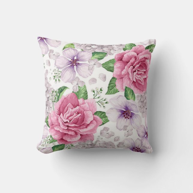 Elegant Modern Blommigt Kudde (Framsida)