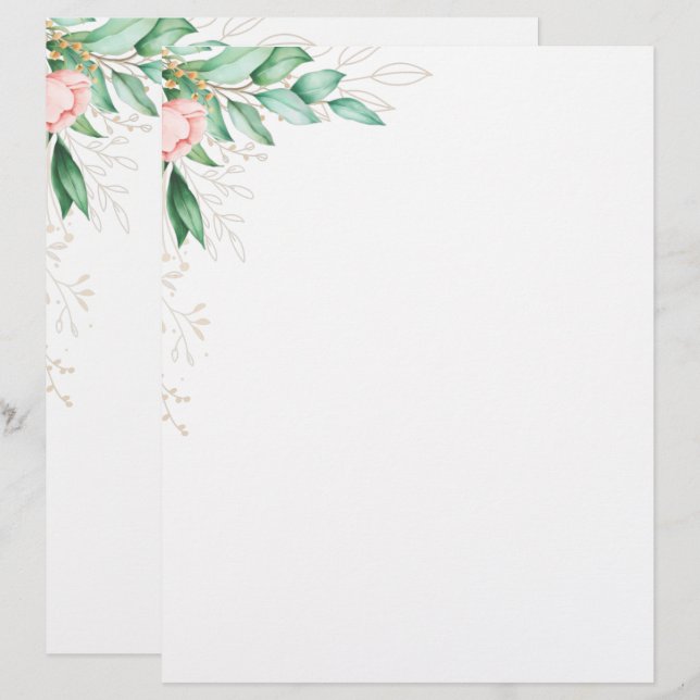 Elegant Modern Blommigt Letterhead Brevhuvud (Fram/baksida)