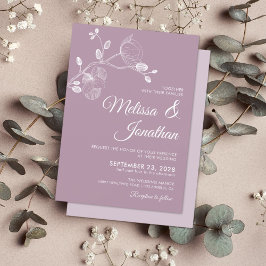 Elegant modern blommigt lila vita orkidéer bröllop inbjudningar