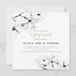 Elegant Modern Blommigt Magnolias Bröllop Förlovni Inbjudningar