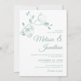 Elegant modern blommigt, orkidéer av vit grönt brö inbjudningar